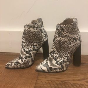 Snakeskin booties